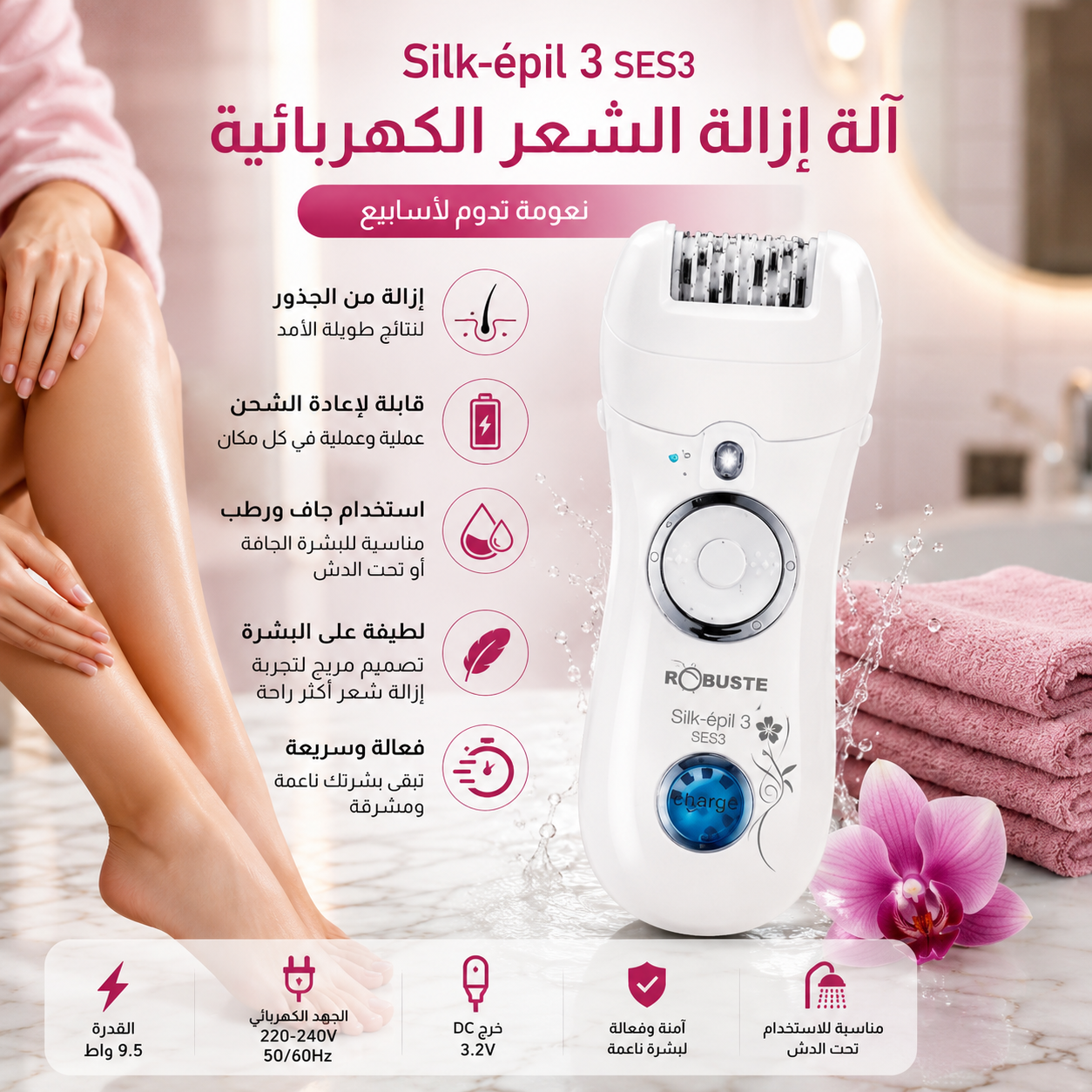 Epilateur électrique Rechargeable Robuste Silk-épil 3