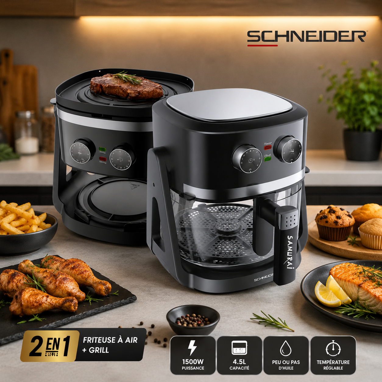 Air Fryer SAMURAI 4,5 L 2 EN1