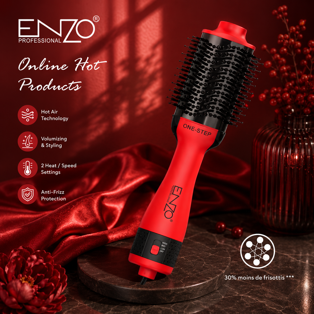 Brosse soufflante One Step Professional 1000W TikTok ENZO Original EN-4115A