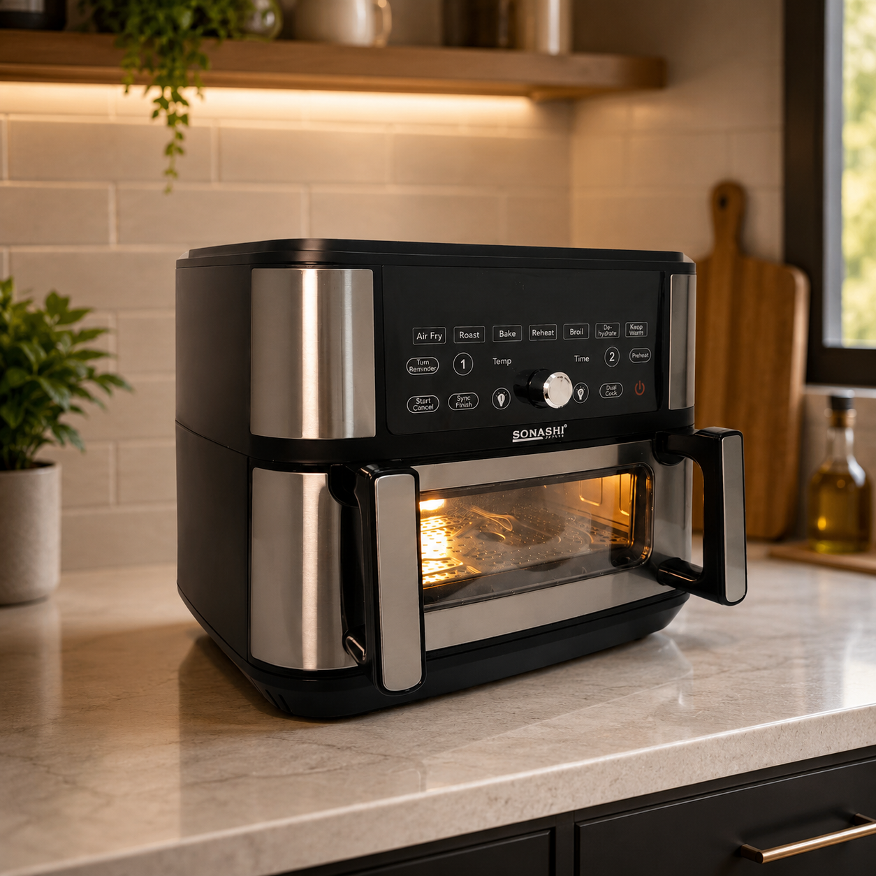 AIR FRYER Numérique Double Bac 10,5L 2600 W Digital Sonashi SAF-115