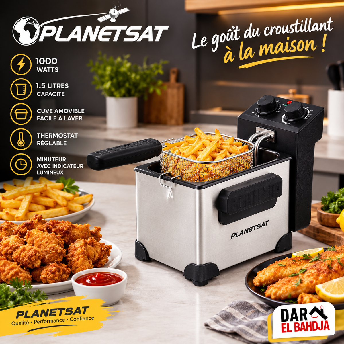 Friteuse electrique PLANETSAT avec huile 1. 5L
