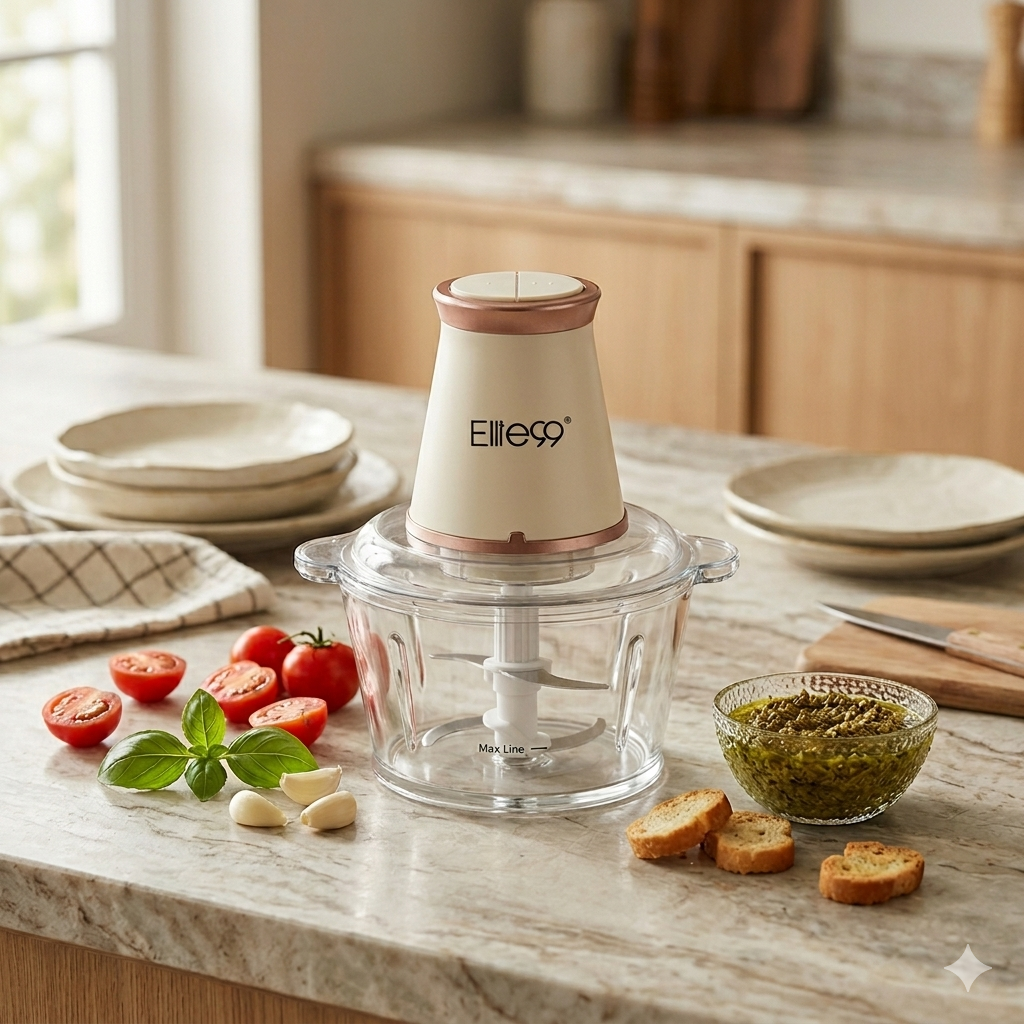 Mini hachoir Elite99 Glass 550W Beige avec bol 2L
