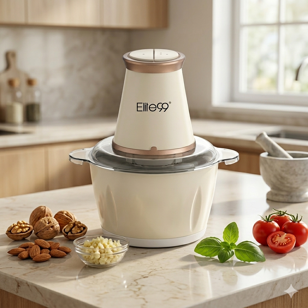 Mini hachoir Elite99 Silver 550W Beige avec bol inox 2L