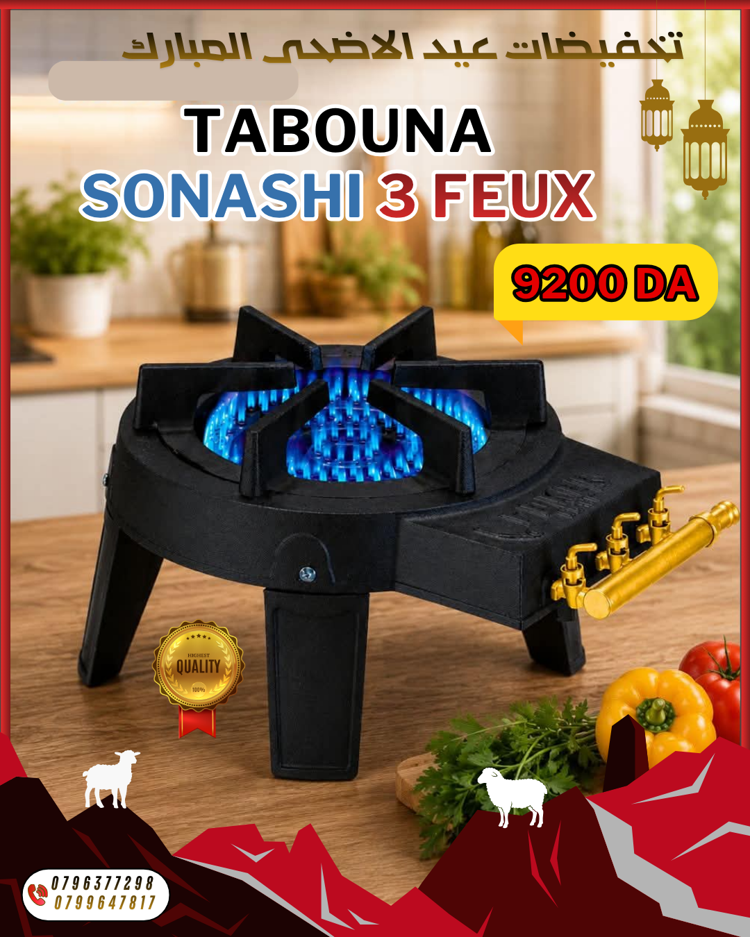 Tabuna A Gas Avec Températures Réglables SONASHI SGB-501C