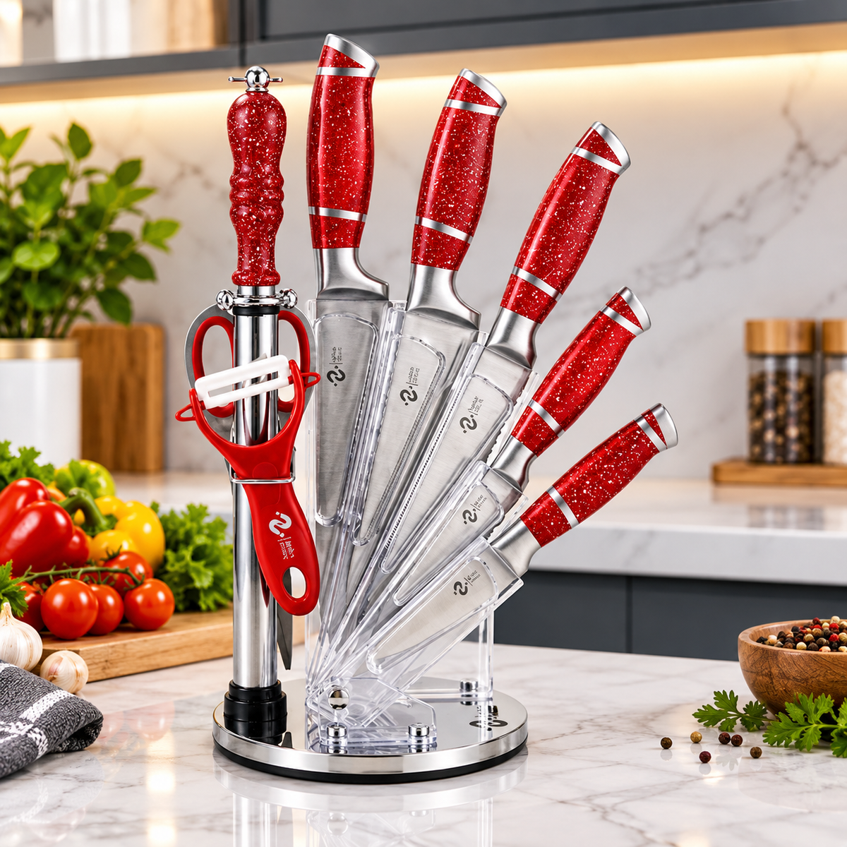 Jadco Set De Couteaux 9 pcs Rouge