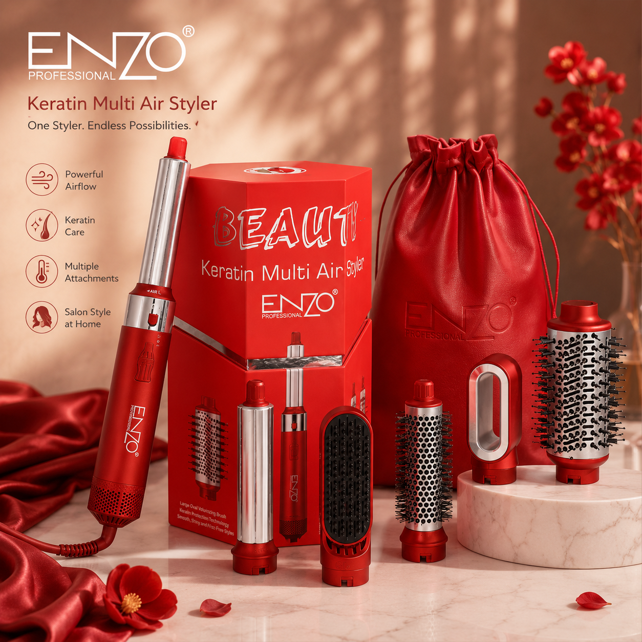 Pack Enzo Pro Multifonction Brosse Soufflante et Sèche-Cheveux Haute Vitesse ENZO Original EN-6227
