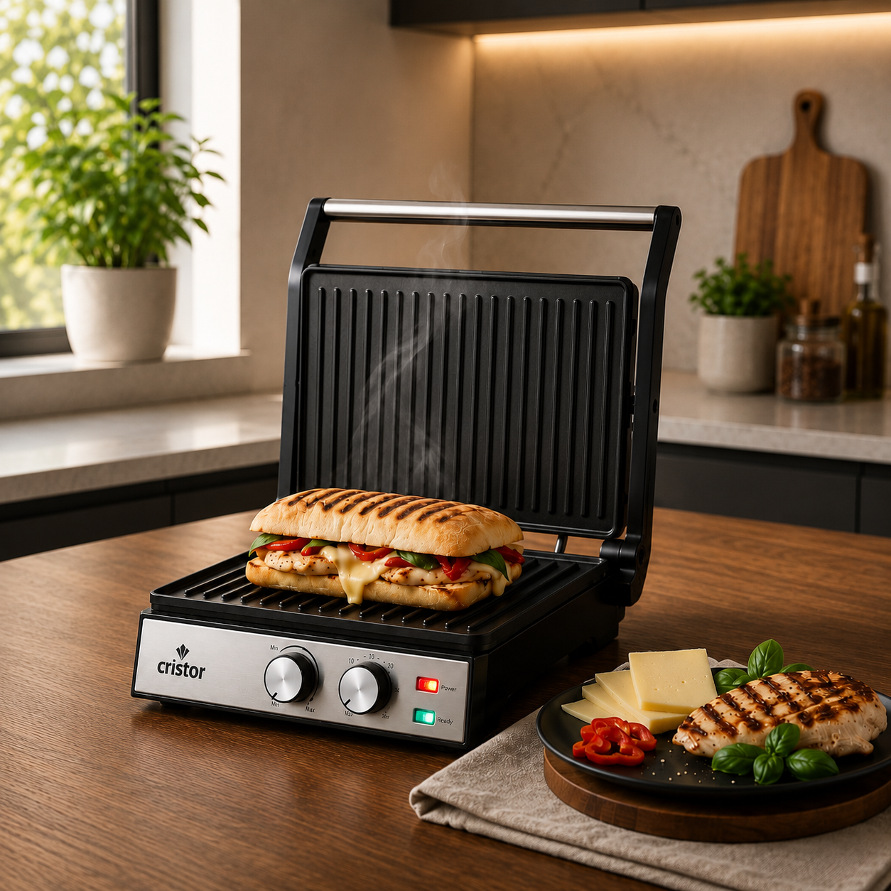 Panineuse & Grille Électrique Cristor KGL610XB – 2000 W