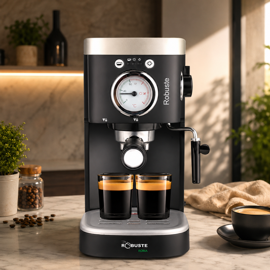 Machine à café a Bras inox 15 bar 1100W 1.2L Café Poudre Robuste Roma