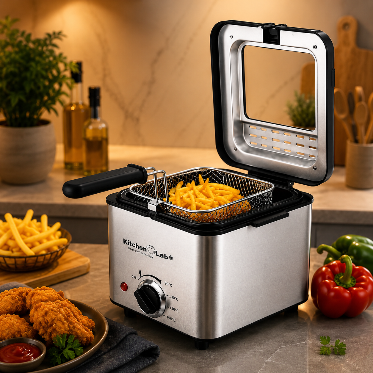 Friteuse à huile inox Électrique KitchenLab