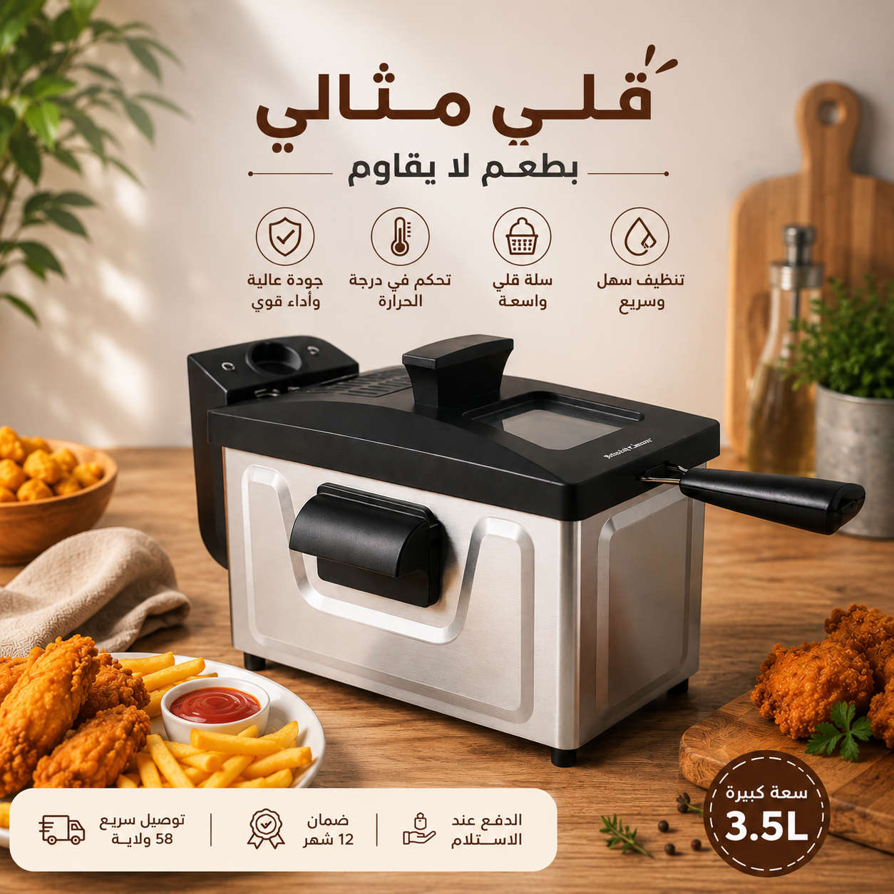 Friteuse inox 3L 1800W SilverCrset DF7710B-GS