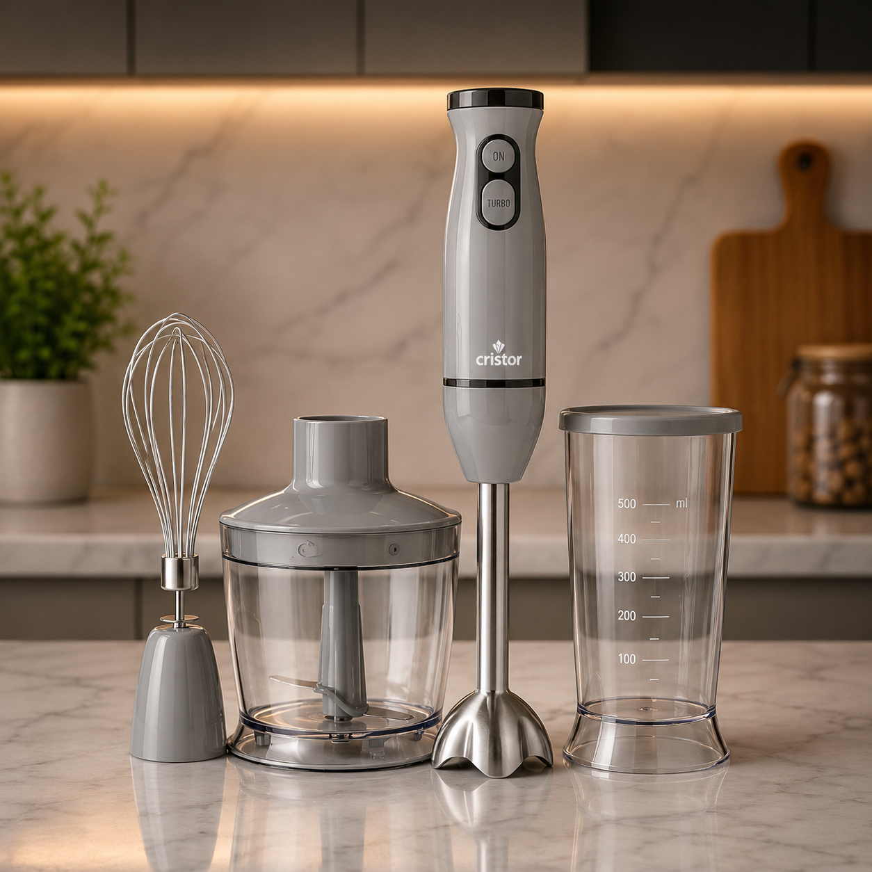 Bras Mixeur 3 en 1 CRISTOR Bras mixeur, Hachoir et Bras Fouet 500 W-500 ML
