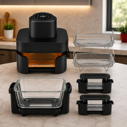 Airfryer Digital 4 en 1 Avec Bac en verre 6L+4.2L 1600W Sonashi SAF-642G