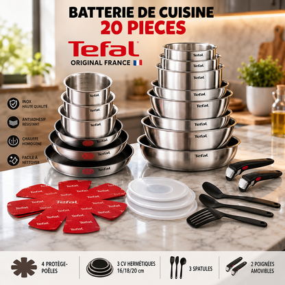 Tefal  Ingenio Batterie   de   Cuisine   20   Pièces   avec   Poignées   Amovibles