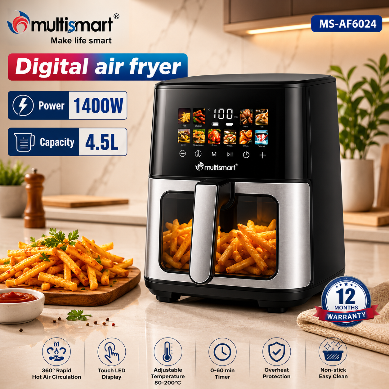 🔥 Friteuse sans huile MULTISMART 💥 4.5L 🔥