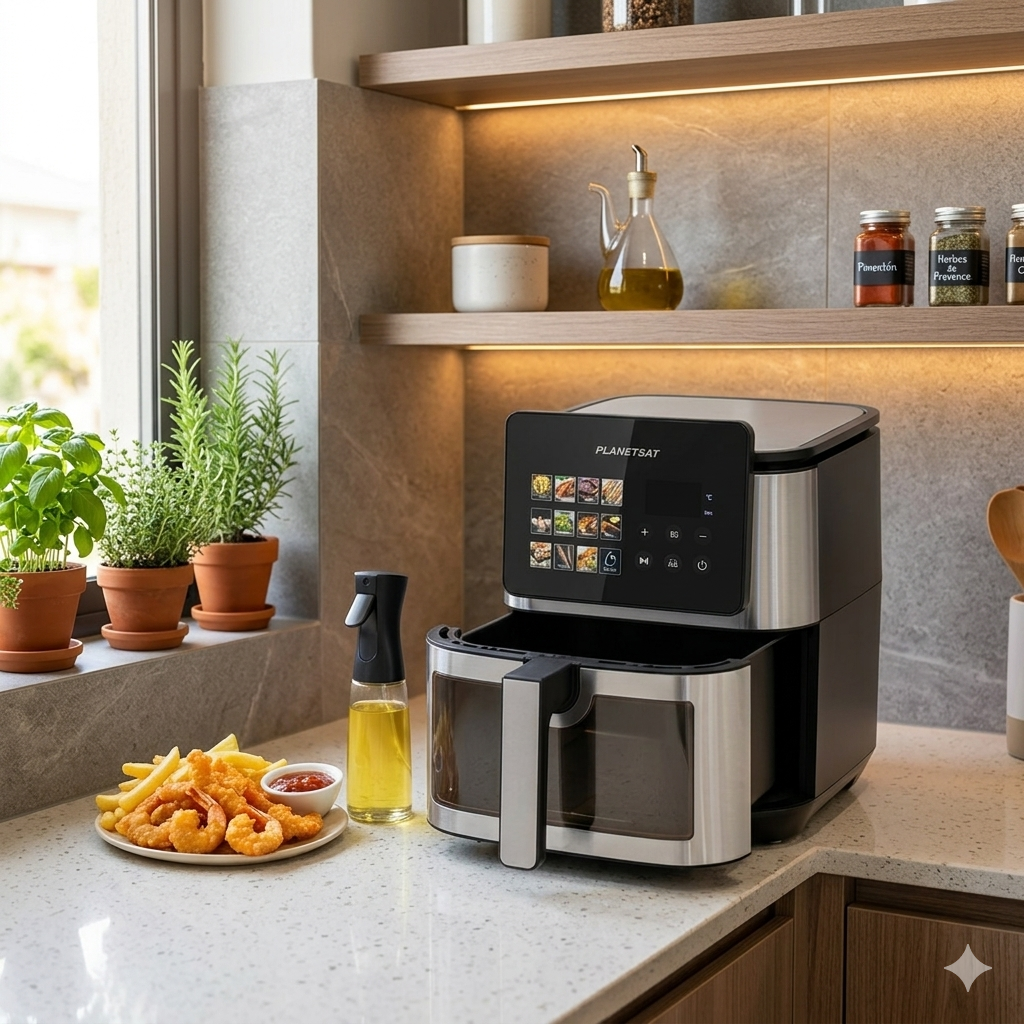 Air fryer PLANETSAT double résistances 9,2 litres 2100Watt, écran tactile
