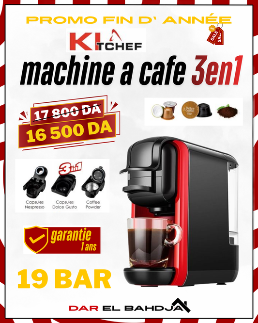 kitchef Machine A Café Expresso 19 BAR Multi Fonction 3 En 1