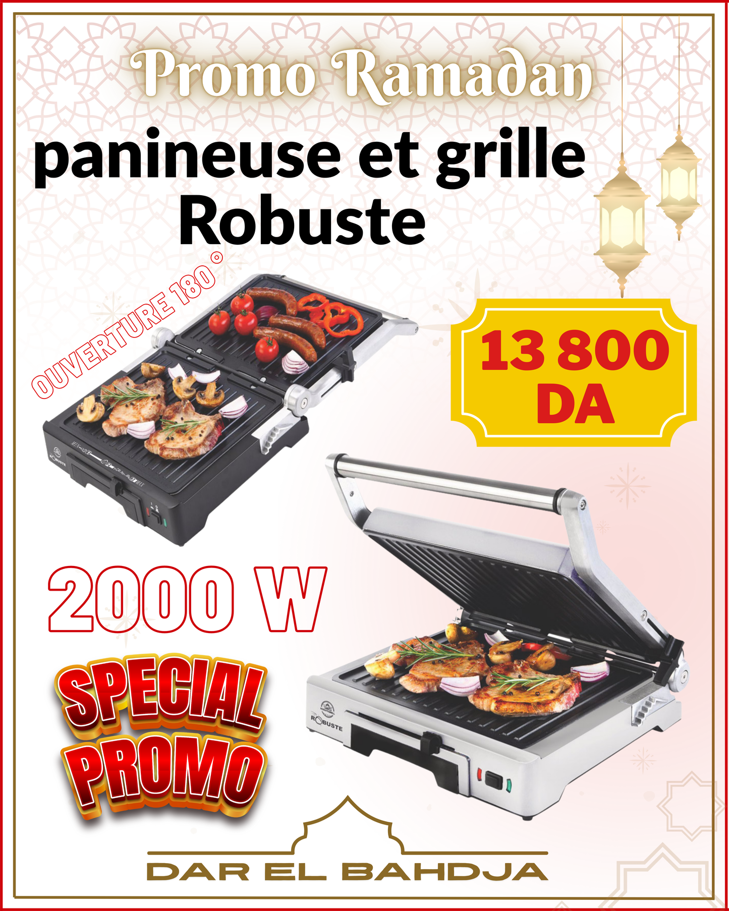 Robuste 2EN1 Grill Panini 2000W