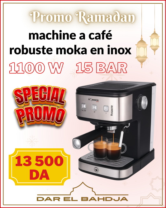 Machine à café inox 15 Bar 1.5 L 1100W MOKA Robuste