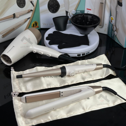 Set De Coiffage 3En1 Sèche Cheveux ,Boucleur Et Lisseur Shea Soft Remington