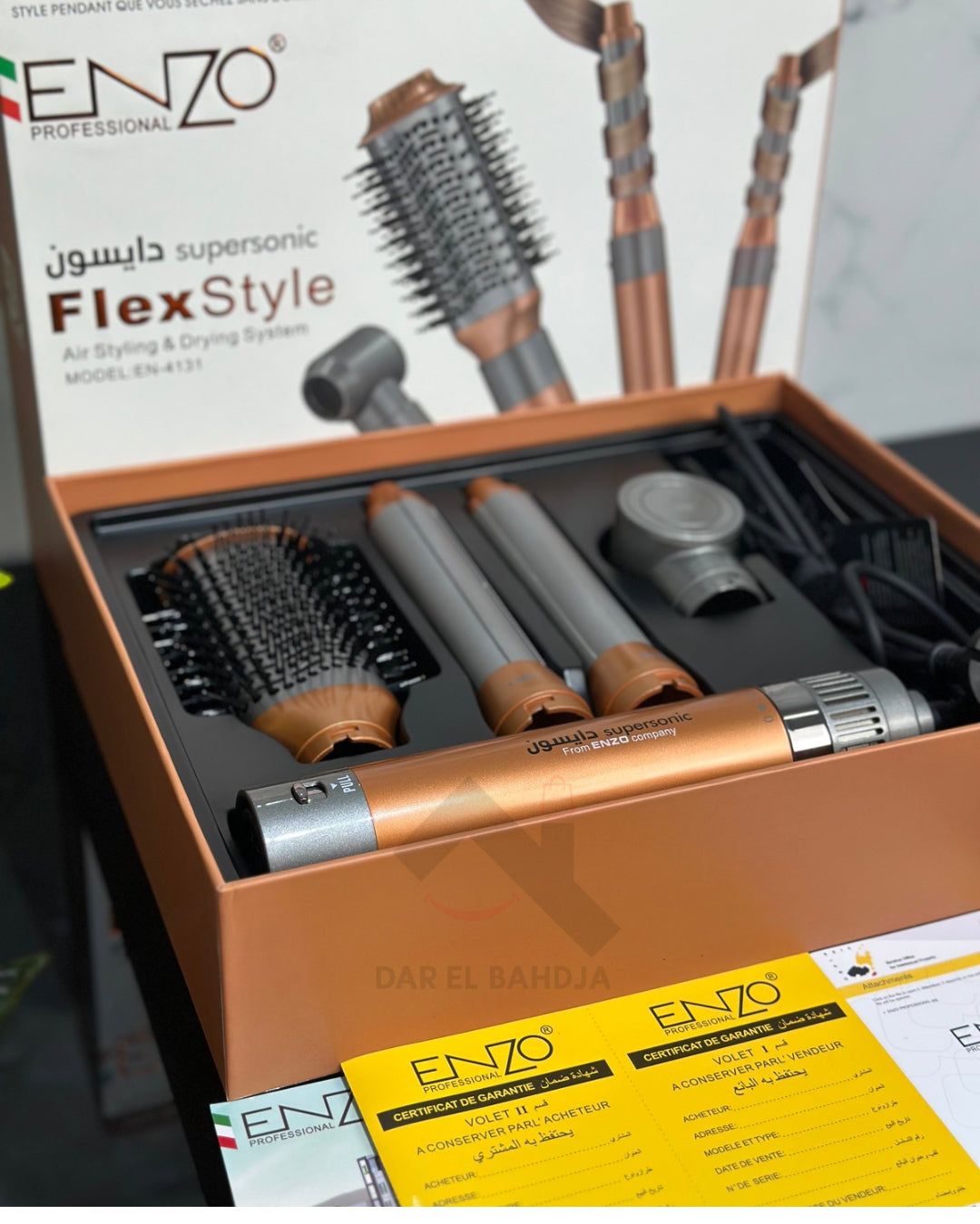 Brosse ENZO🇮🇹 4en1 DYSON supersonic Multifonctions Flexstyle EN-4131