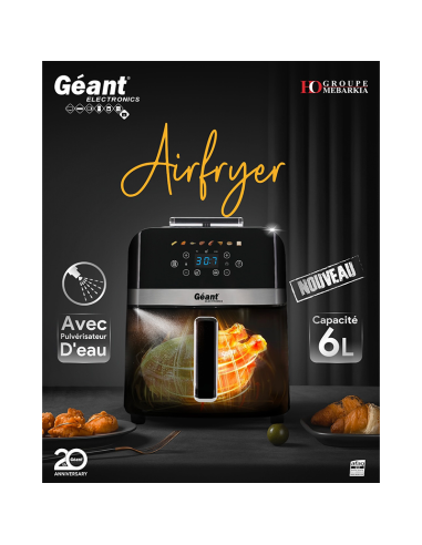 Air Fryer  Géant  6L 8 Programmes Avec Pulvérisateur d'eau- GN-BAF6L8PR